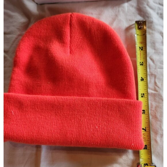 Orange Beanie hat Amkus Rescue Systems Embroidered Logo Knit Cap Safety - Picture 4 of 4